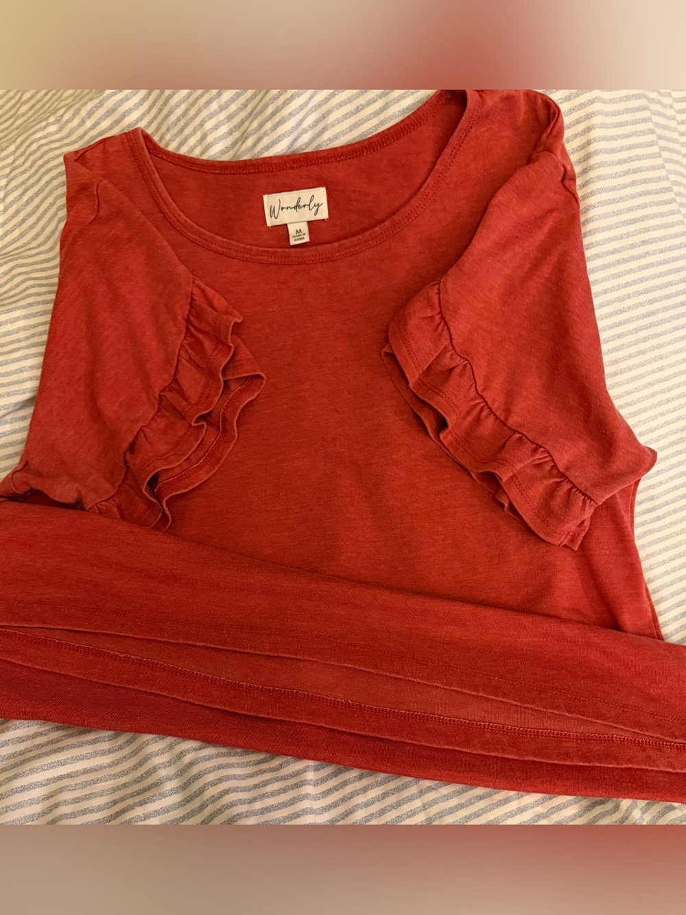 Wonderly rust color tulip sleeve soft roomy short sleeve shirt size M